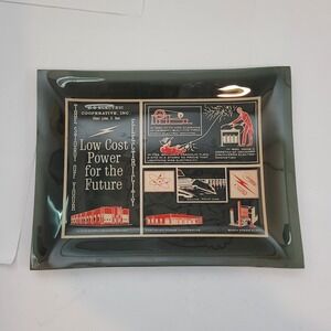 H-D Electric Cooperative Glass Tray Vintage South Dakota Smoked Industrial Decor